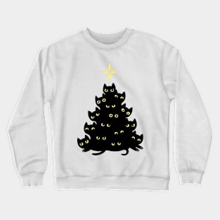 Black Cat happy Christmas tree Crewneck Sweatshirt